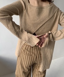 asymmetry rib knit tops