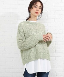 SHOO・LA・RUE | 【2点セット】透かし編みニット+ロンT(ニット/セーター)