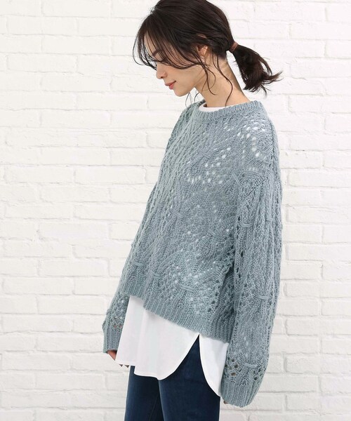 SHOO・LA・RUE(シューラルー)の「◆【2点セット】透かし編みニット+ロンT(ニット/セーター・レディース・ライトブルー/ブラック/ライトグリーン/ナチュラル・00)」の15枚目の写真