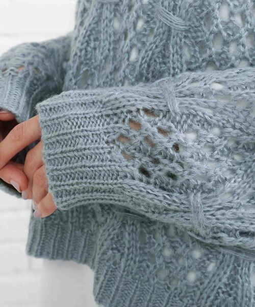 SHOO・LA・RUE(シューラルー)の「◆【2点セット】透かし編みニット+ロンT(ニット/セーター・レディース・ライトブルー/ブラック/ライトグリーン/ナチュラル・00)」の12枚目の写真