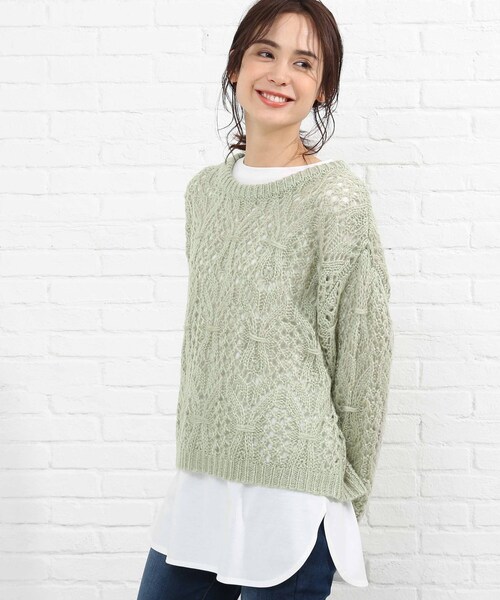 SHOO・LA・RUE(シューラルー)の「◆【2点セット】透かし編みニット+ロンT(ニット/セーター・レディース・ライトブルー/ブラック/ライトグリーン/ナチュラル・00)」の14枚目の写真