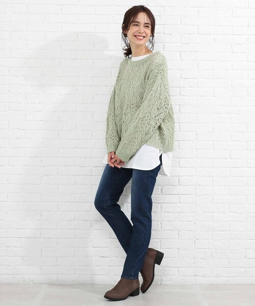 SHOO・LA・RUE(シューラルー)の「◆【2点セット】透かし編みニット+ロンT(ニット/セーター・レディース・ライトブルー/ブラック/ライトグリーン/ナチュラル・00)」の21枚目の写真