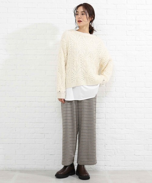 SHOO・LA・RUE(シューラルー)の「◆【2点セット】透かし編みニット+ロンT(ニット/セーター・レディース・ライトブルー/ブラック/ライトグリーン/ナチュラル・00)」の8枚目の写真