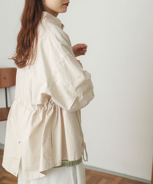 SENSE OF PLACE by URBAN RESEARCH（センスオブプレイスバイアーバンリサーチ）の「ショートモッズコート（ミリタリージャケット・レディース・カーキ/アイボリー・ONE）」の4枚目の写真