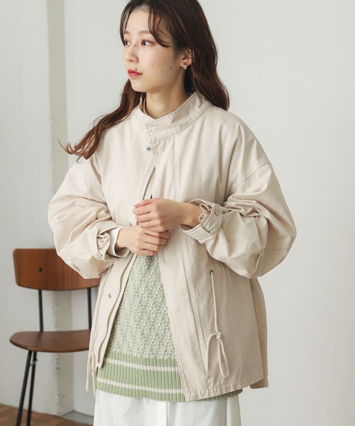 SENSE OF PLACE by URBAN RESEARCH（センスオブプレイスバイアーバンリサーチ）の「ショートモッズコート（ミリタリージャケット・レディース・カーキ/アイボリー・ONE）」の8枚目の写真