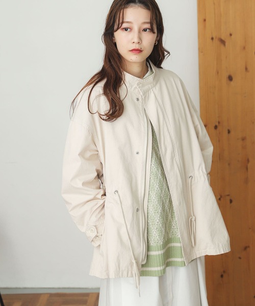 SENSE OF PLACE by URBAN RESEARCH（センスオブプレイスバイアーバンリサーチ）の「ショートモッズコート（ミリタリージャケット・レディース・カーキ/アイボリー・ONE）」の10枚目の写真
