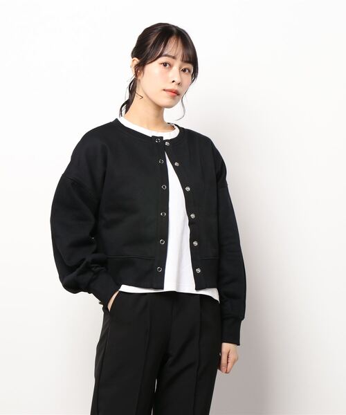 KOBE LETTUCE（コウベレタス）の「前後2wayボリュームスリーブ裏起毛クルーネックカーディガン（カーディガン/ボレロ・レディース・ブラック/パープル/グレー系/アイボリー・FREE）」の13枚目の写真