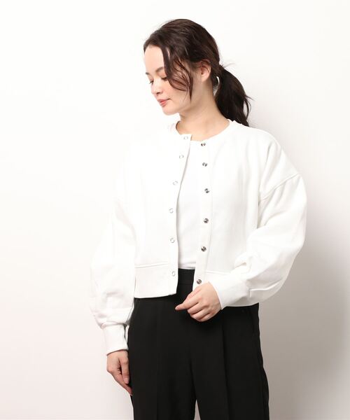 KOBE LETTUCE（コウベレタス）の「前後2wayボリュームスリーブ裏起毛クルーネックカーディガン（カーディガン/ボレロ・レディース・ブラック/パープル/グレー系/アイボリー・FREE）」の14枚目の写真