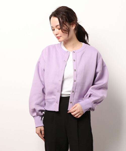 KOBE LETTUCE（コウベレタス）の「前後2wayボリュームスリーブ裏起毛クルーネックカーディガン（カーディガン/ボレロ・レディース・ブラック/パープル/グレー系/アイボリー・FREE）」の16枚目の写真