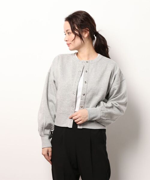 KOBE LETTUCE（コウベレタス）の「前後2wayボリュームスリーブ裏起毛クルーネックカーディガン（カーディガン/ボレロ・レディース・ブラック/パープル/グレー系/アイボリー・FREE）」の17枚目の写真
