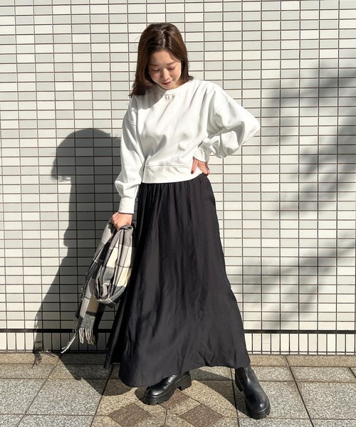 KOBE LETTUCE（コウベレタス）の「前後2wayボリュームスリーブ裏起毛クルーネックカーディガン（カーディガン/ボレロ・レディース・ブラック/パープル/グレー系/アイボリー・FREE）」の9枚目の写真