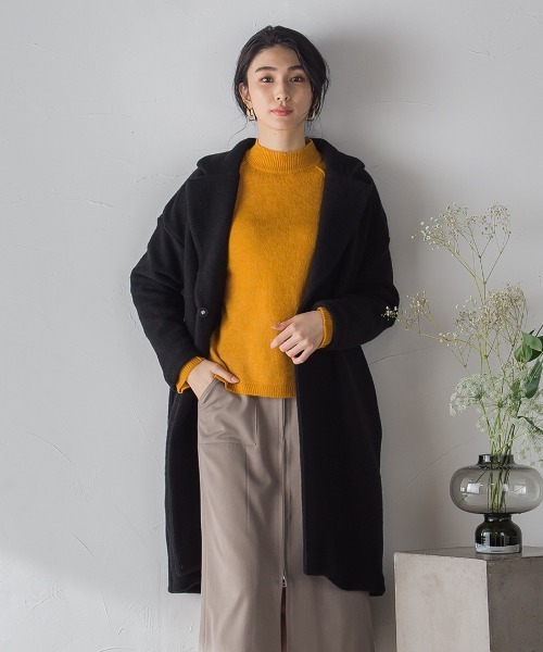 ketty(ケティ)の「イタリア製モヘアウール ライトチェスターコート(チェスターコート・レディース・ブラック/ネイビー/ブラウン/イエロー・M)」の2枚目の写真