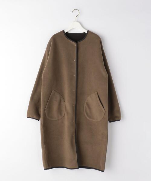 UNITED ARROWS LTD. OUTLET（ユナイテッドアローズアウトレット）の「＜A DAY IN THE LIFE＞ボンディングフリース ロングコート（カーディガン/ボレロ・レディース・ネイビー/モカ/オリーブ・38/36）」の2枚目の写真