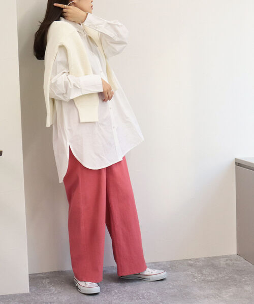 fredy emue（フレディエミュ）の「ストライプ パール釦ルーズシャツ（シャツ/ブラウス・レディース・グリーン系その他3/オフホワイト/ピンク系その他3/ブラック系その他3/ベージュ系その他3・38）」の7枚目の写真