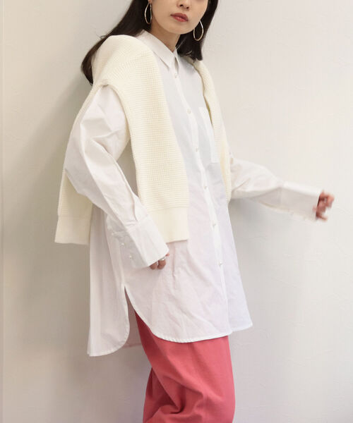fredy emue（フレディエミュ）の「ストライプ パール釦ルーズシャツ（シャツ/ブラウス・レディース・グリーン系その他3/オフホワイト/ピンク系その他3/ブラック系その他3/ベージュ系その他3・38）」の10枚目の写真