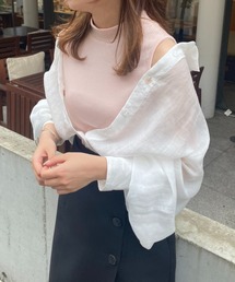 one after another NICE CLAUP | 肌見せシアーシャツハイネックインナーセット(シャツ/ブラウス)