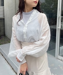 one after another NICE CLAUP | 肌見せシアーシャツハイネックインナーセット(シャツ/ブラウス)