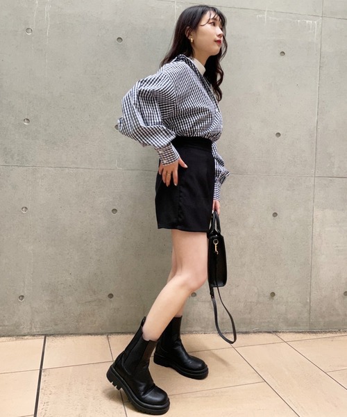 one after another NICE CLAUP(ワンアフターアナザーナイスクラップ)の「肌見せシアーシャツハイネックインナーセット(シャツ/ブラウス・レディース・ベージュ/オフホワイト/ストライプ/チェック/ピンク/イエロー/ホワイト・FREE)」の9枚目の写真