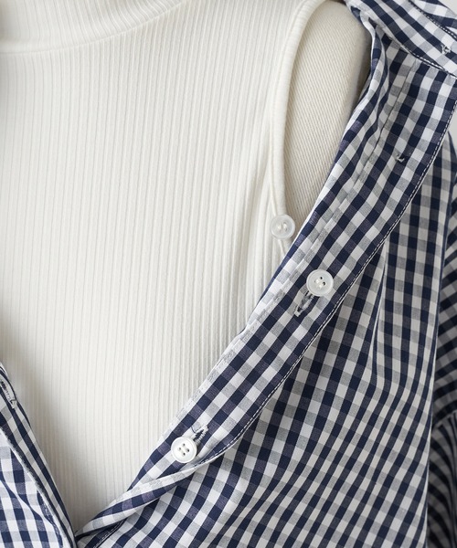 one after another NICE CLAUP(ワンアフターアナザーナイスクラップ)の「肌見せシアーシャツハイネックインナーセット(シャツ/ブラウス・レディース・ベージュ/オフホワイト/ストライプ/チェック/ピンク/イエロー/ホワイト・FREE)」の17枚目の写真