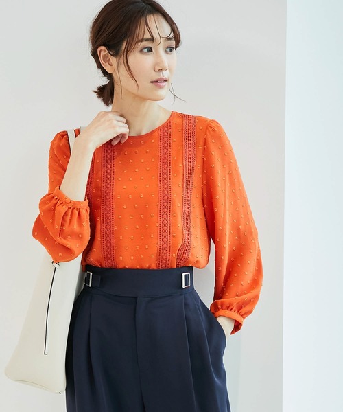ROPE' PICNIC（ロペピクニック）の「レースブラウス（シャツ/ブラウス・レディース・ブラック/オフホワイト/グリーン/オレンジ・38）」の4枚目の写真