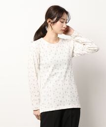 Samansa Mos2 | パターンメッシュ花総柄カットソー(Tシャツ/カットソー)