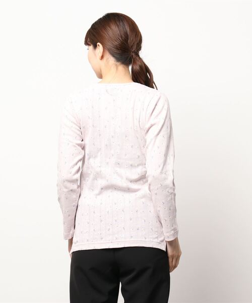 Samansa Mos2（サマンサ モスモス）の「パターンメッシュ花総柄カットソー（Tシャツ/カットソー・レディース・キナリ/チャコール/ピンク/ミント・ﾌﾘ-）」の6枚目の写真