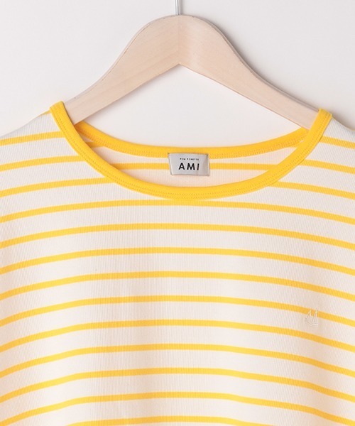 【AMI】ボーダーバルーンスリーブTシャツ