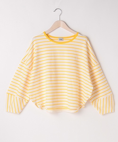 【AMI】ボーダーバルーンスリーブTシャツ