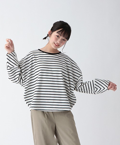 【AMI】ボーダーバルーンスリーブTシャツ