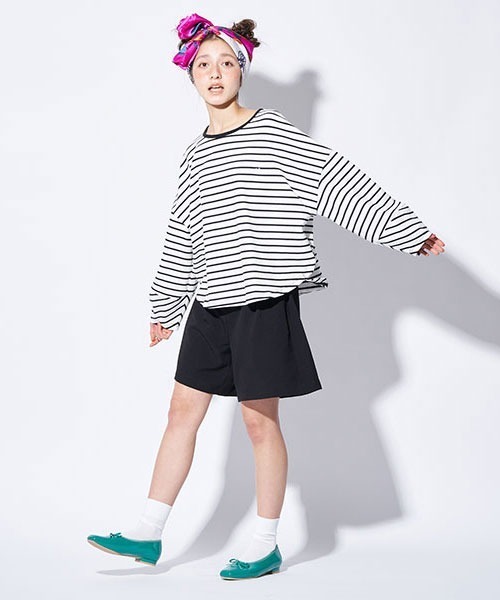 【AMI】ボーダーバルーンスリーブTシャツ