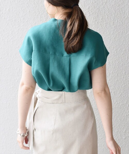 SHIPS（シップス）の「〈手洗い可能〉テレデランカットオフカラーシャツ◇（シャツ/ブラウス・レディース・ホワイト/ベージュ/ピンク/ブルー/ブラック/グリーン・38/36）」の12枚目の写真