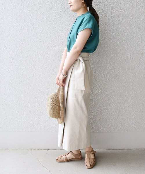 SHIPS（シップス）の「〈手洗い可能〉テレデランカットオフカラーシャツ◇（シャツ/ブラウス・レディース・ホワイト/ベージュ/ピンク/ブルー/ブラック/グリーン・38/36）」の18枚目の写真