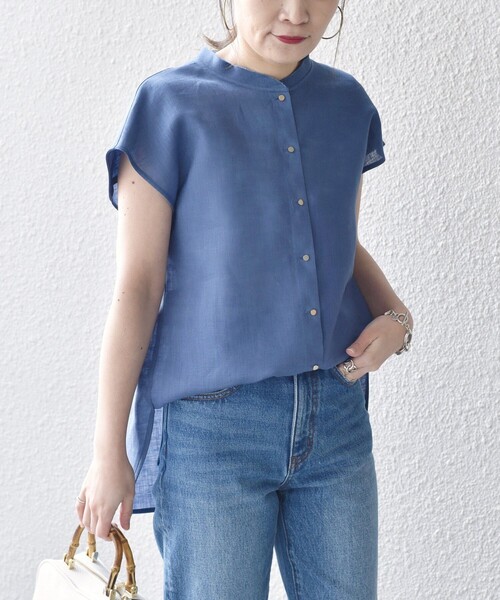 SHIPS（シップス）の「〈手洗い可能〉テレデランカットオフカラーシャツ◇（シャツ/ブラウス・レディース・ホワイト/ベージュ/ピンク/ブルー/ブラック/グリーン・38/36）」の15枚目の写真