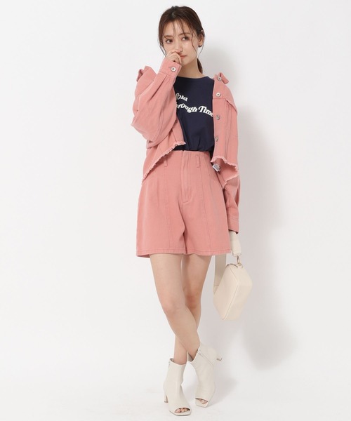 mysty woman(ミスティウーマン)の「バックレースアップデニムショートパンツ 269641(デニムパンツ・レディース・ベージュ/ピンク/モカ・FREE)」の9枚目の写真