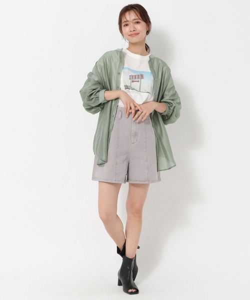 mysty woman(ミスティウーマン)の「バックレースアップデニムショートパンツ 269641(デニムパンツ・レディース・ベージュ/ピンク/モカ・FREE)」の4枚目の写真