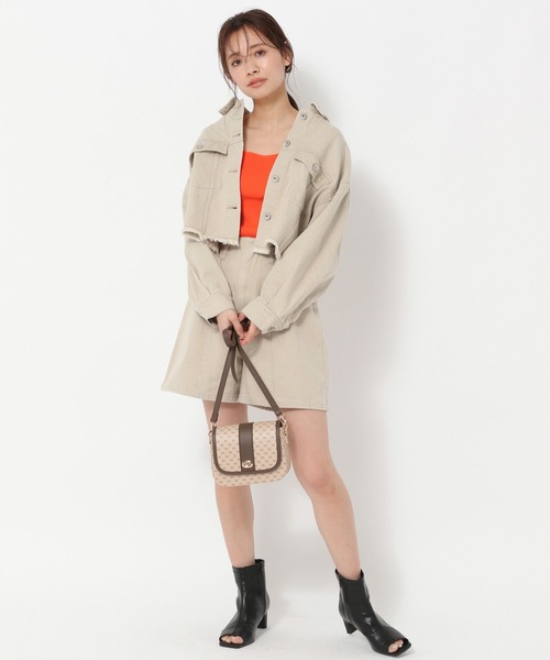 mysty woman(ミスティウーマン)の「バックレースアップデニムショートパンツ 269641(デニムパンツ・レディース・ベージュ/ピンク/モカ・FREE)」の15枚目の写真
