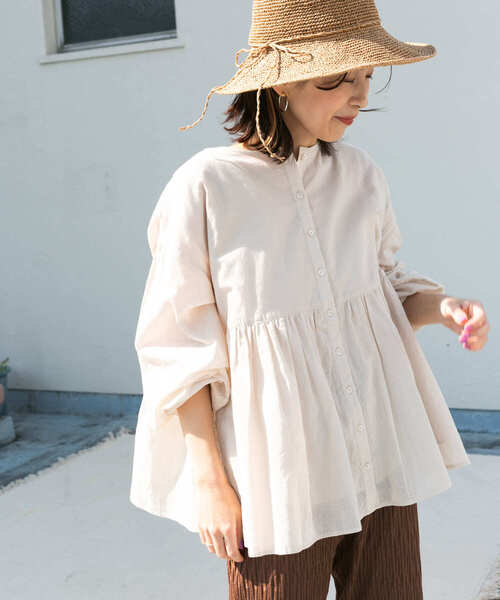 URBAN RESEARCH DOORS（アーバンリサーチドアーズ）の「コットンボイルギャザー2WAYブラウス（シャツ/ブラウス・レディース・ブラック/ピンク/グレー系その他・MEDIUM）」の6枚目の写真