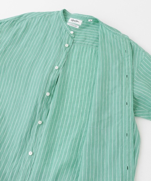 GYMPHLEX（ジムフレックス）の「GYMPHLEX　バンドカラーストライプシャツドレス（ワンピース・レディース・ホワイト系その他/グリーン系その他・14）」の5枚目の写真