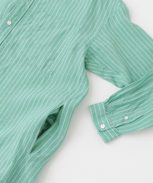 GYMPHLEX（ジムフレックス）の「GYMPHLEX　バンドカラーストライプシャツドレス（ワンピース・レディース・ホワイト系その他/グリーン系その他・14）」の6枚目の写真