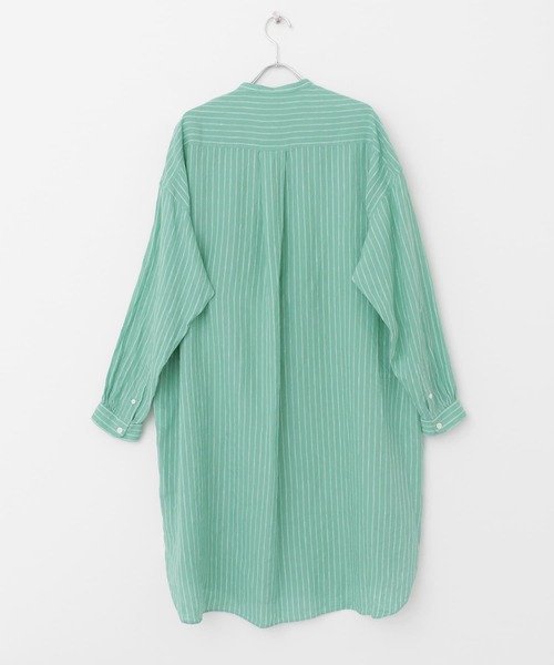 GYMPHLEX（ジムフレックス）の「GYMPHLEX　バンドカラーストライプシャツドレス（ワンピース・レディース・ホワイト系その他/グリーン系その他・14）」の8枚目の写真