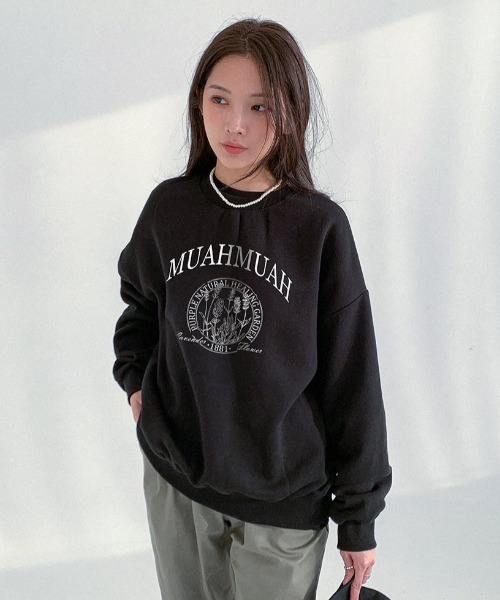 muahmuah(ムーアムーア)の「A'GEM/9 × .kom『muah muah/ムーアムーア』MUAH NATURAL GRAPHIC MTM/オーバーフィット フロントグラフィック MTM(スウェット・レディース・アイボリー/ブラック/グレー/インディゴブルー・FREE)」の3枚目の写真