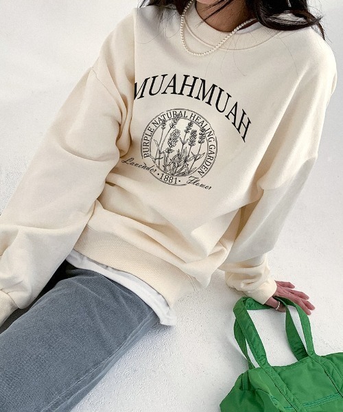 muahmuah(ムーアムーア)の「A'GEM/9 × .kom『muah muah/ムーアムーア』MUAH NATURAL GRAPHIC MTM/オーバーフィット フロントグラフィック MTM(スウェット・レディース・アイボリー/ブラック/グレー/インディゴブルー・FREE)」の6枚目の写真