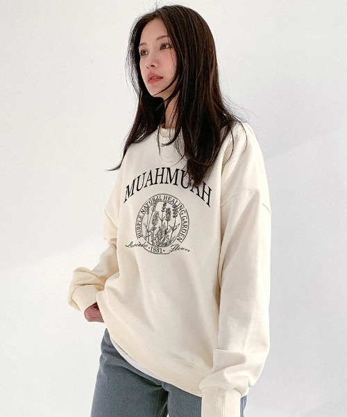 muahmuah(ムーアムーア)の「A'GEM/9 × .kom『muah muah/ムーアムーア』MUAH NATURAL GRAPHIC MTM/オーバーフィット フロントグラフィック MTM(スウェット・レディース・アイボリー/ブラック/グレー/インディゴブルー・FREE)」の5枚目の写真