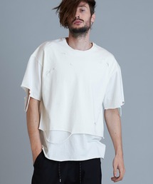 【NO ID.】Crush Layered Big T-shirt / クラッシュ レイヤード ビッグ Tシャツ