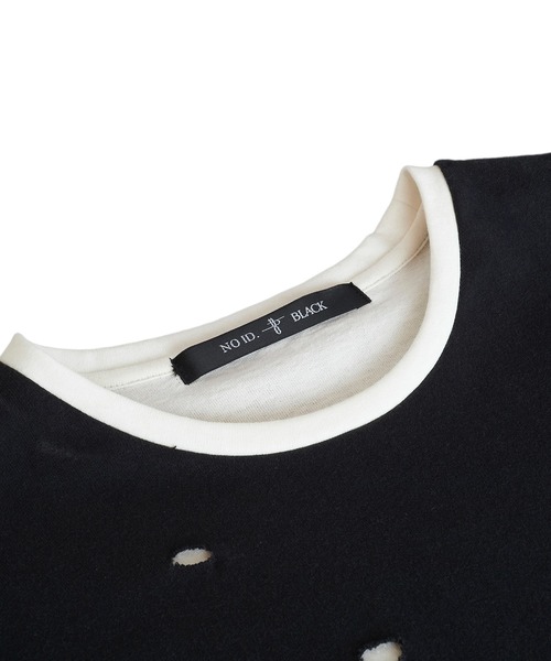 NO ID.（ノーアイディ）の「【NO ID.】Crush Layered Big T-shirt / クラッシュ レイヤード ビッグ Tシャツ（Tシャツ/カットソー・メンズ・ブラックミックス/ホワイト/ブラック・ONE SIZE）」の9枚目の写真
