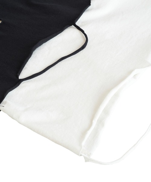 NO ID.（ノーアイディ）の「【NO ID.】Crush Layered Big T-shirt / クラッシュ レイヤード ビッグ Tシャツ（Tシャツ/カットソー・メンズ・ブラックミックス/ホワイト/ブラック・ONE SIZE）」の12枚目の写真