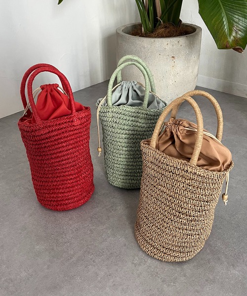 CAPRICIEUX LE'MAGE(カプリシューレマージュ)の「シリンダーペーパーバッグ(ハンドバッグ・レディース・オレンジ/グリーン/ベージュ・FREE)」の11枚目の写真