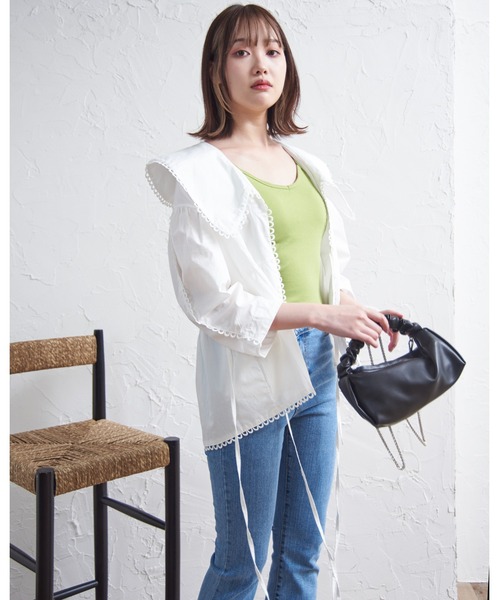 a:mure(アミュール)の「カップ付BACKクロスキャミ(キャミソール・レディース・グリーン/ホワイト/ブラック/イエロー/ブルー/グレー・FREE)」の20枚目の写真