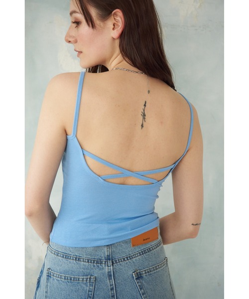 a:mure(アミュール)の「カップ付BACKクロスキャミ(キャミソール・レディース・グリーン/ホワイト/ブラック/イエロー/ブルー/グレー・FREE)」の7枚目の写真