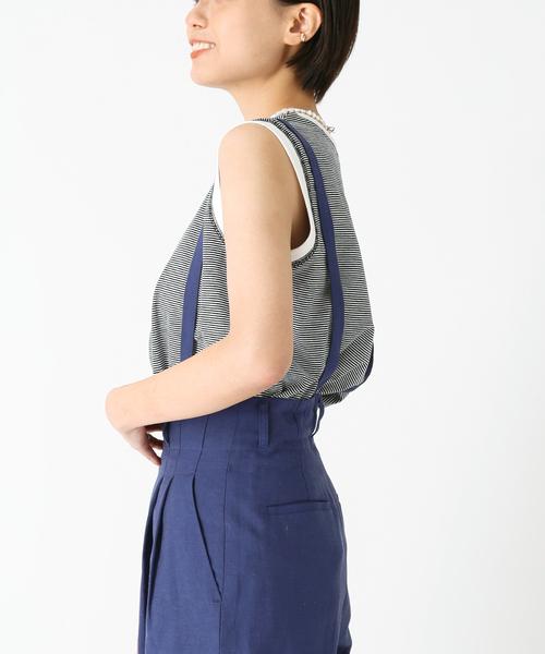 B.C STOCK（ベーセーストック）の「ボーダースリーブレス プルオーバー（Tシャツ/カットソー・レディース・ブラック/ベージュ/グリーン/ブルー/レッド・FREE）」の7枚目の写真